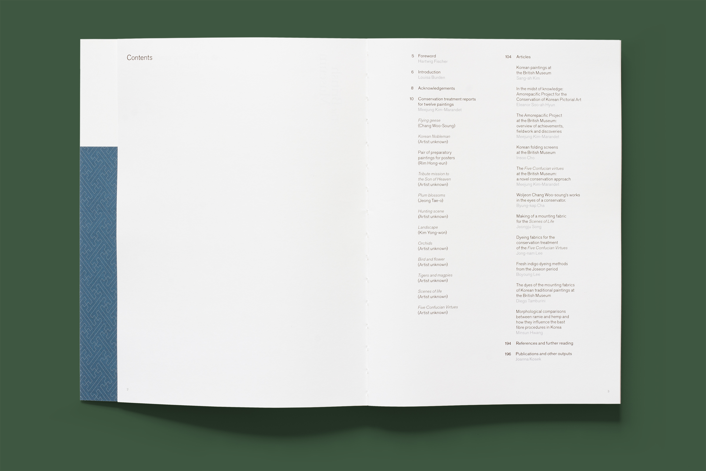 Top-down photo of the contents spread